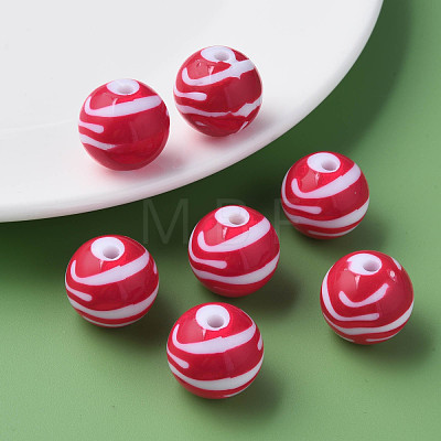 Opaque Striped Acrylic Beads MACR-S373-27B-03-1