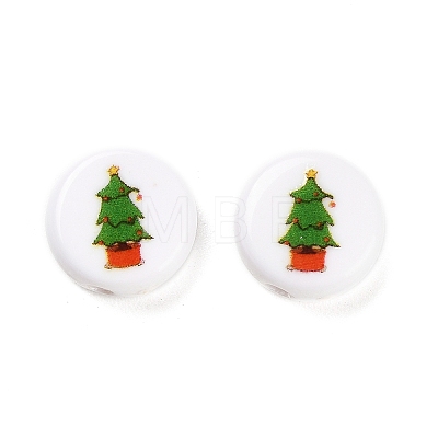 Christmas Theme Printed Opauqe Acrylic Beads OACR-R004-01A-1