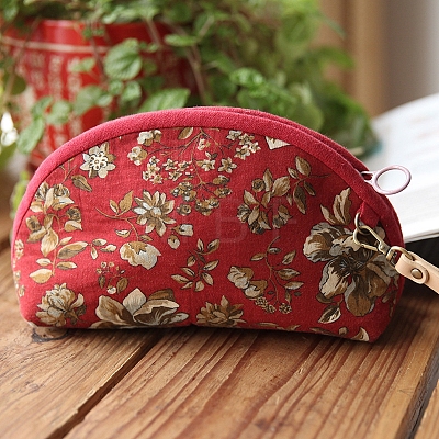 DIY Flower Pattern Moon-shaped Cosmetic Bag Embroidery Kit PW23021093946-1