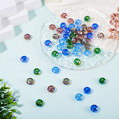50Pcs 5 Colors Transparent Glass European Beads GPDL-TA0001-05-1