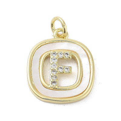 Rack Plating Brass Micro Pave Clear Cubic Zirconia Pendants KK-E102-33G-F-1