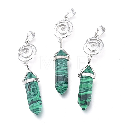 Synthetic Malachite Pointed Big Pendants G-D0021-01P-04-1