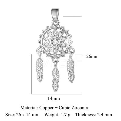Brass Micro Pave Cubic Zirconia Pendants ZIRC-OY001-50P-1
