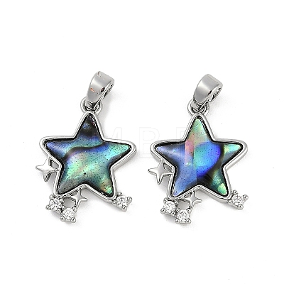 Natural Paua Shell Star Pendants KK-U043-22P-01-1