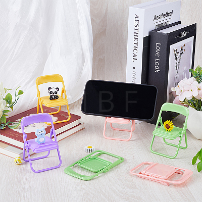 8Pcs 4 Colors Cute Mini Chair Shape Cell Phone Stand AJEW-CP0007-15-1