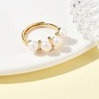 Natural Cultured Freshwater Pearl Finger Rings RJEW-JR01083-1