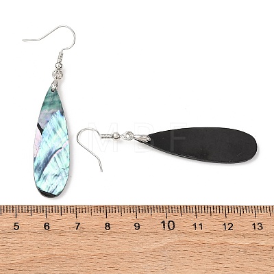 Brass Abalone Shell Dangle Earrings EJEW-C161-01A-1