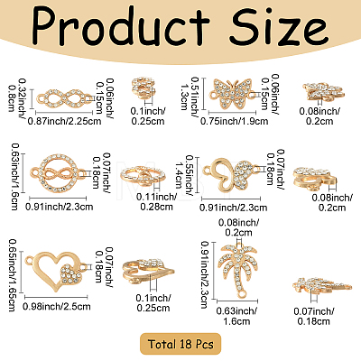 18Pcs 6 Styles Alloy Crystal Rhinestone Links Connector Charms ALRI-YW0001-40-1