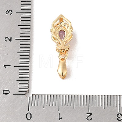 Golden Brass Micro Pave Clear Cubic Zirconia Ice Pick Pinch Bails KK-B100-049G-02-1