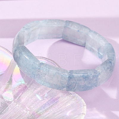 Rectangle Natural Dyed White Jade Imitation Aquamarine Beaded Stretch Bracelets for Women Men GG-CBA9ACE-C11-1