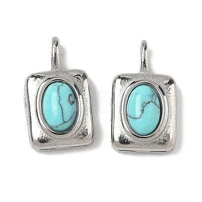 Dyed Synthetic Turquoise Rectangle with Oval Charms STAS-L022-516P-01-1