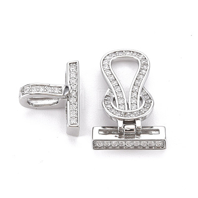 Brass Micro Pave Clear Cubic Zirconia Fold Over Clasps KK-S356-577-NF-1