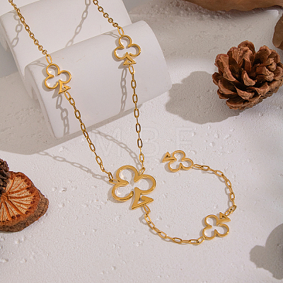 304 Stainless Steel Hollow Flower Pendant Tassel Y Chain Necklaces for Women KY1138-1