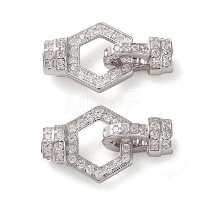 925 Sterling Silver Micro Pave Clear Cubic Zirconia Fold Over Clasps STER-K176-24P-1