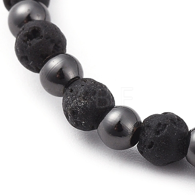 Natural Lava Rock Beads Stretch Bracelets BJEW-JB04802-1
