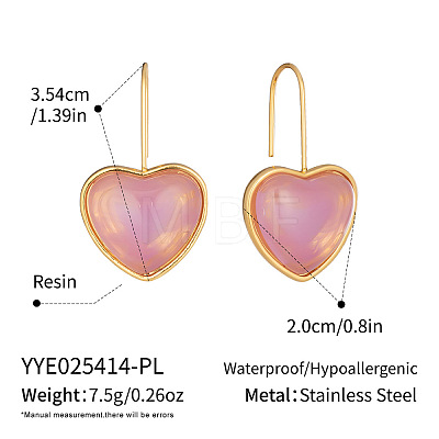 Heart 304 Stainless Steel Dangle Earrings KD3316-3-1