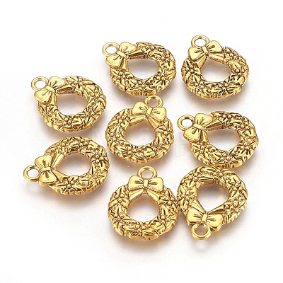 Tibetan Style Alloy Christmas Wreath Pendants LS-X-TIBEP-GC153-AG-RS-1