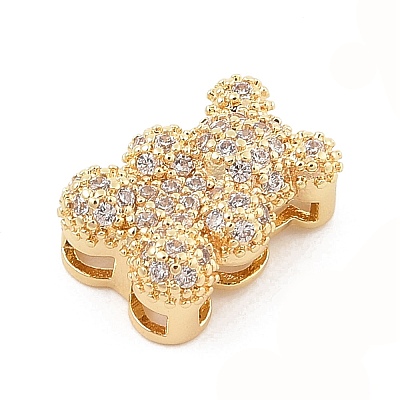 Brass Micro Pave Cubic Zirconia Slide Charms ZIRC-I068-01G-1