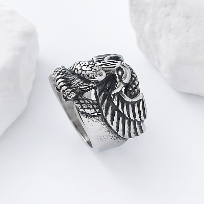 304 Stainless Steel Snake with Eagle Finger Rings for Men TH9949-1-1