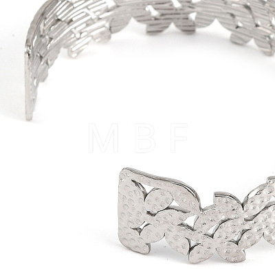 Non-Tarnish 304 Stainless Steel Hollow Flower Open Cuff Bangles for Women BJEW-K241-03B-P-1