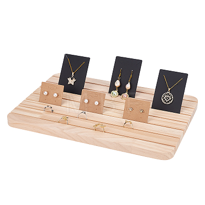 7-Slot Beech Wood Earring Card Display Stands EDIS-WH0032-08-1