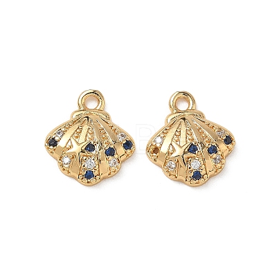 Brass Micro Pave Midnight Blue Cubic Zirconia Charms KK-P355-01A-G-1