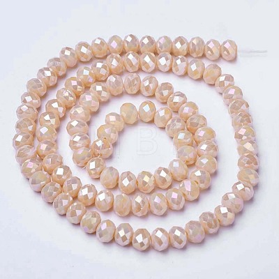 Electroplate Glass Beads Strands X-EGLA-A034-P6mm-B02-1