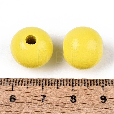 Spray Painted Round Natural Schima Wood Beads WOOD-A018-14mm-04-1