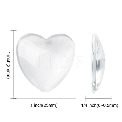 Transparent Glass Heart Cabochons GGLA-R021-25mm-1