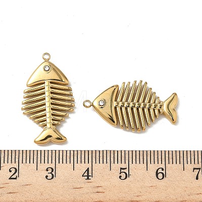 304 Stainless Steel Rhinestone Pendants Ion Plating(IP) STAS-V015-02G-1