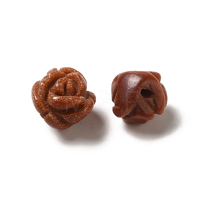 Synthetic Goldstone Carved Flower Beads G-O156-B-31-1