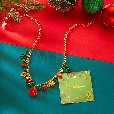Christmas Theme Alloy Rhinestone and Enamel Pendant Bib Necklaces FS-WGE4CD5-04-1
