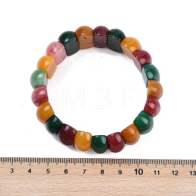 Dyed Natural Multi-Color Agate Beaded Stretch Bracelets for Women Men BJEW-M049-09A-1