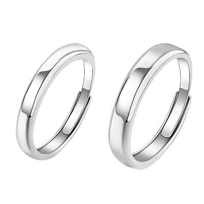 S925 Silver Couple Rings Simple and Adjustable Anniversary Gift UL0787-1