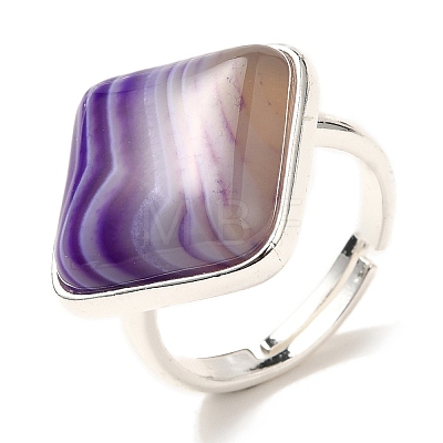 Natural Banded Agate Adjustable Rings RJEW-H240-01S-11-1