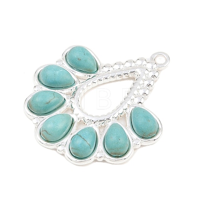 Bohemian Style 304 Stainless Steel with Dyed Synthetic Turquoise Pendants STAS-G381-01S-1