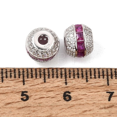 925 Sterling Silver Pave Deep Pink Cubic Zirconia Beads SE-CBAF1B2-12A-P-1