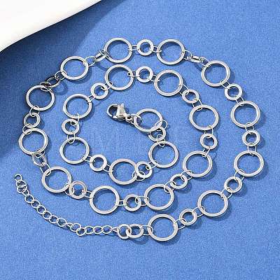304 Stainless Steel 10MM and 14MM Ring Link Chain Necklaces NJEW-P343-02C-P-1