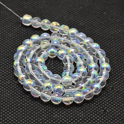 Imitate Austrian Crystal Electroplate Glass Round Bead Strands GLAA-F030-6mm-B01-1
