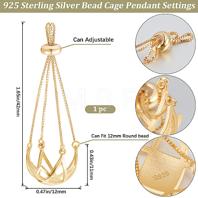 Beebeecraft 1Pc 925 Sterling Silver Pearl Cage Pendant Mounting STER-BBC0005-72MG-1