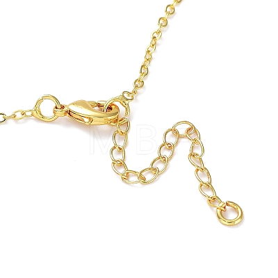 Golden Brass Rhinestone Pendant Necklace with Cable Chains NJEW-P278-A04-1