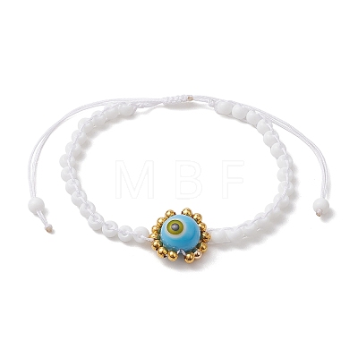 Handmade Lampwork Evil Eye & Glass Seed Beads Braided Bead Bracelets BJEW-MZ00090-01-1