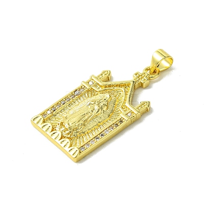 Real 18K Gold Plated Brass Micro Pave Clear Cubic Zirconia Pendants KK-H472-36F-G-1