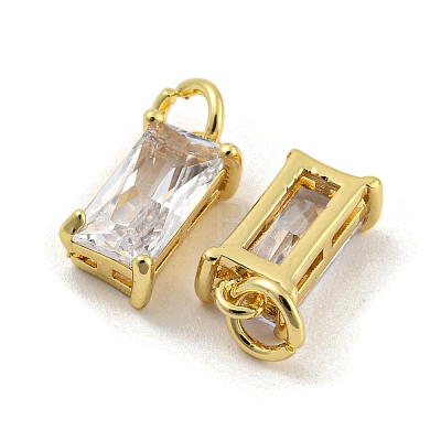 Brass Micro Pave Clear Cubic Zirconia Charms KK-G490-21G-1
