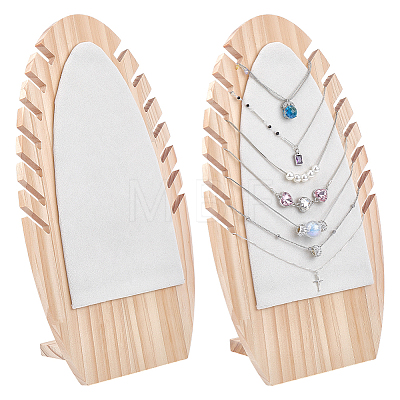 Wood Necklaces Organizer Display Holder with Velvet Mat NDIS-WH0017-11-1