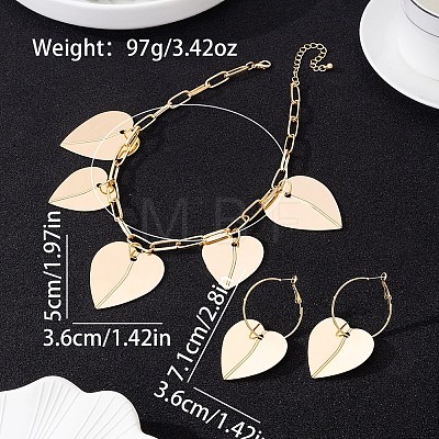 Alloy Heart Charm Necklaces & Hoop Earring Sets for Women WG0FBAA-01-1