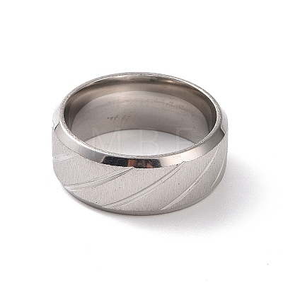 201 Stainless Steel Grooved Rhombus Finger Ring for Women RJEW-I089-45P-1