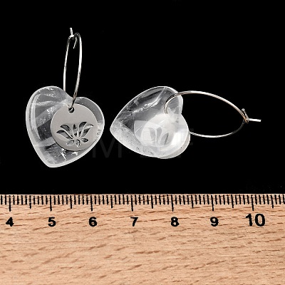Natural Quartz Crystal & 304 Stainless Steel Hoop Earrings for Women EJEW-G475-02P-01-1