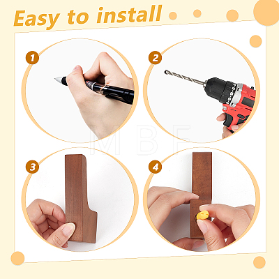 8Pcs Wooden Wall-mounted Coat Rack AJEW-DR0003-08-1