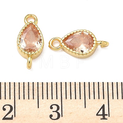 Brass Pave Cubic Zirconia Teardrop Connector Charms KK-P348-09G-04-1
